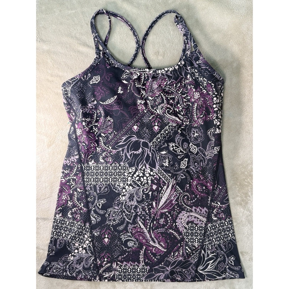 Gaiam women's Floral print sports bra tank top & Leggings Size M Gym Fitness Set